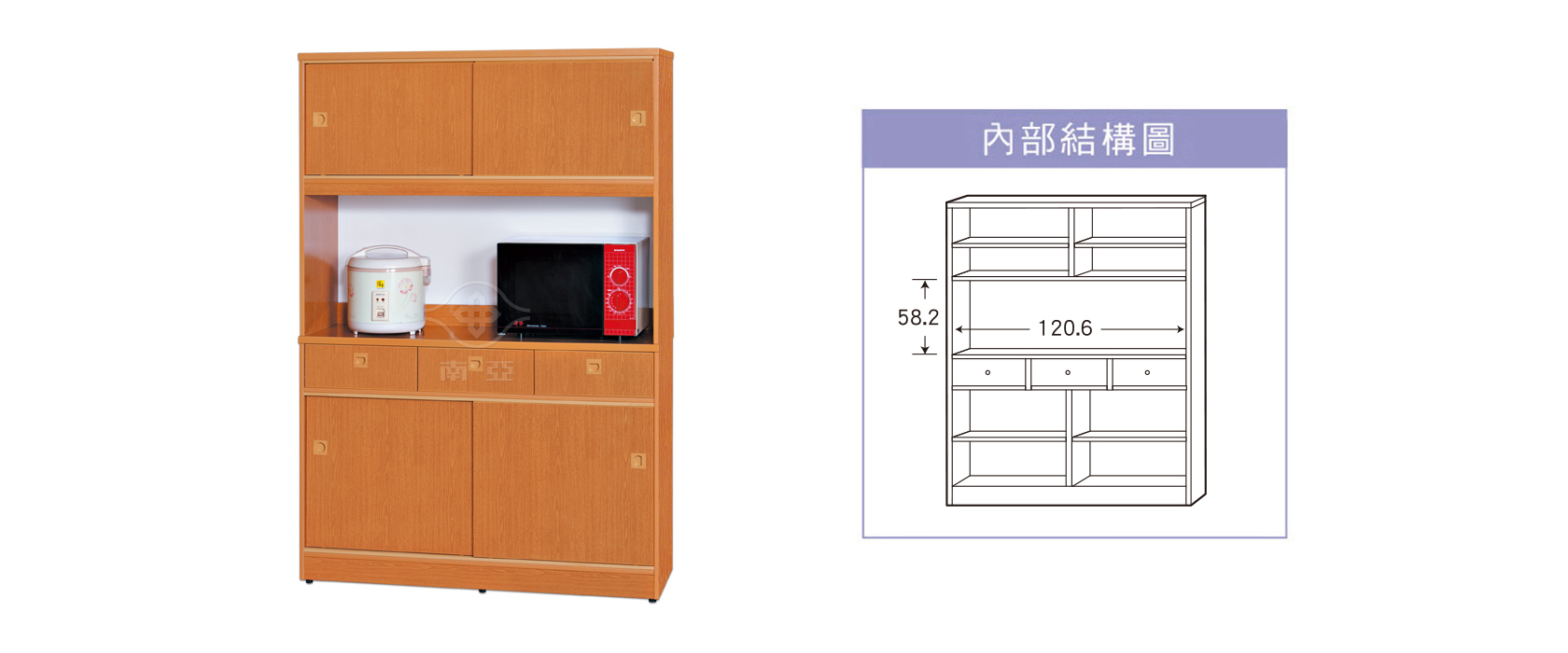 77KF04 上雙拉門下三抽雙拉門電器櫃