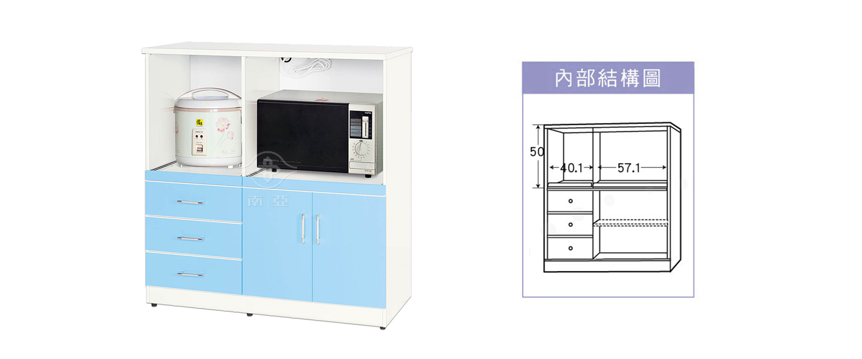 79KH04 左三抽右雙開門電器櫃