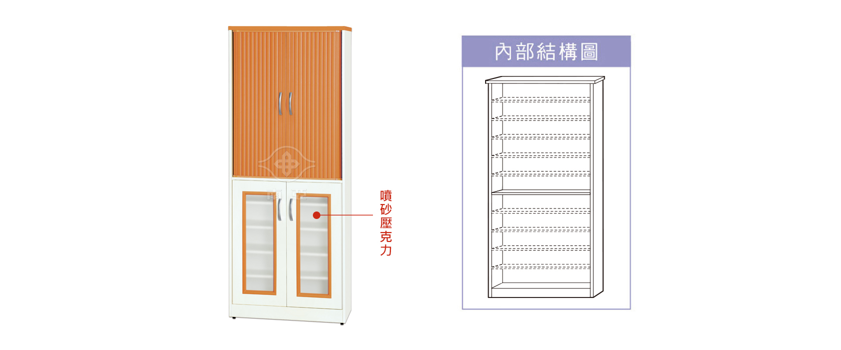 50RR28 上雙平捲門下雙框開門鞋櫃