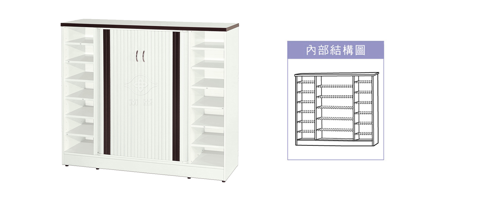 46RR34 左右開放中雙平捲門鞋櫃